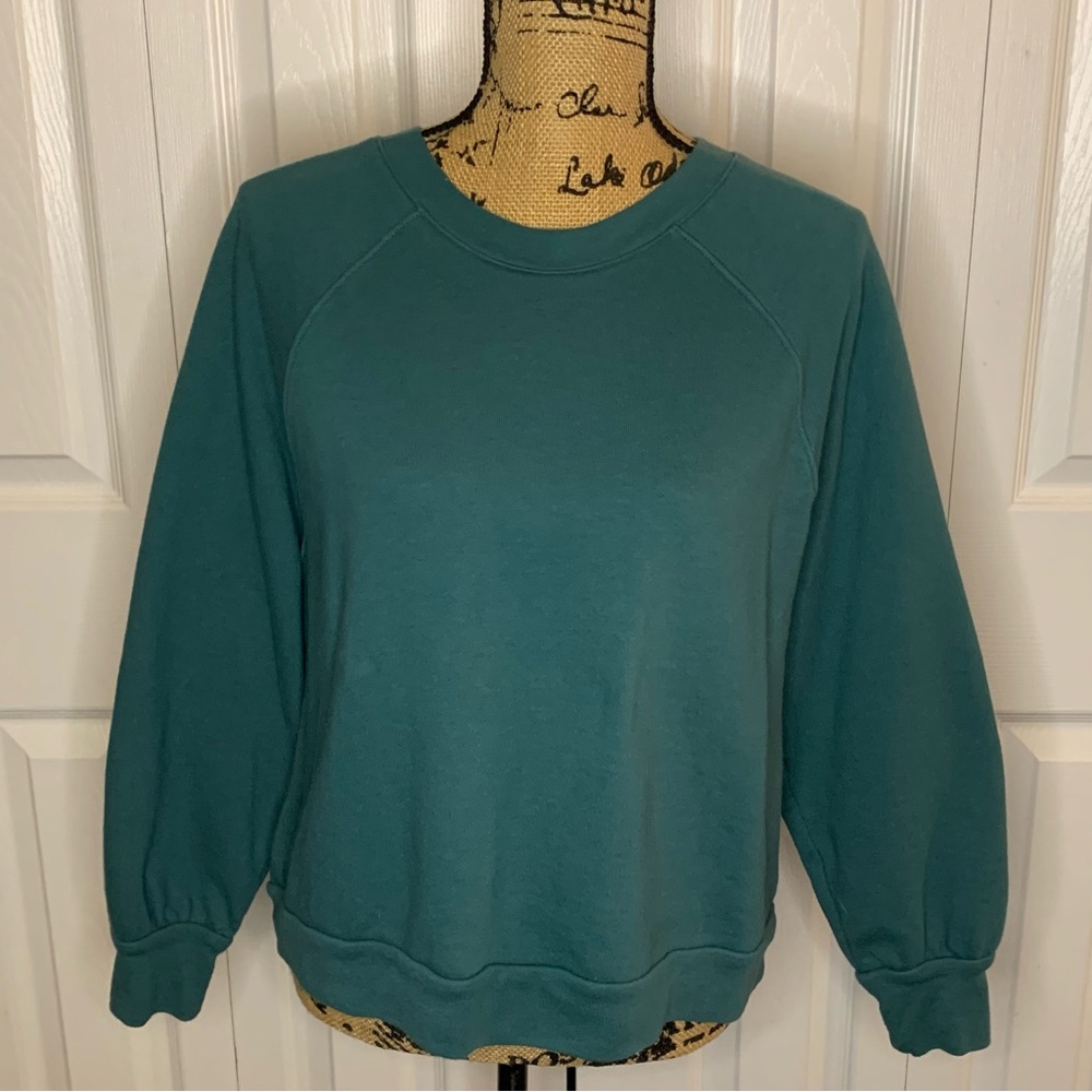 Madewell Crewneck Long Sleeve Cotton Teal Green Sweatshirt Size S